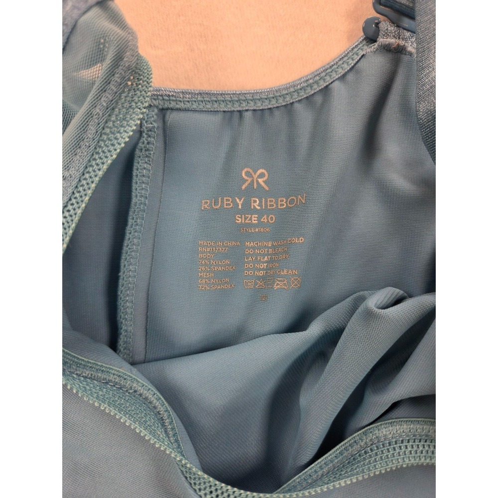 Ruby Ribbon Heritage Sheer Cami #1806 Size 40 Wireless Compression Camisole Teal - Picture 3 of 4